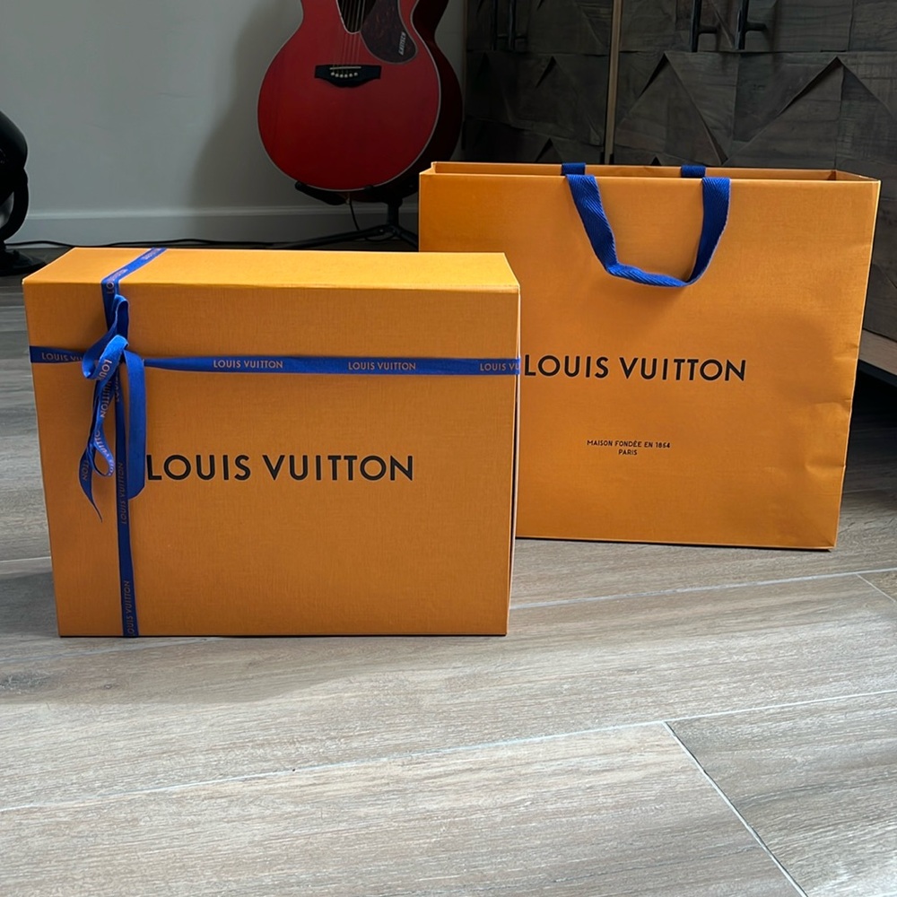 Louis Vuitton Orange Gift Box with Blue Ribbon